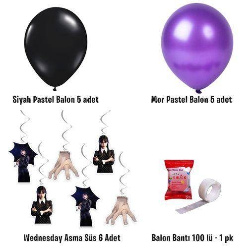 Wednesday Balonlu Tavan Süsü 6'lı