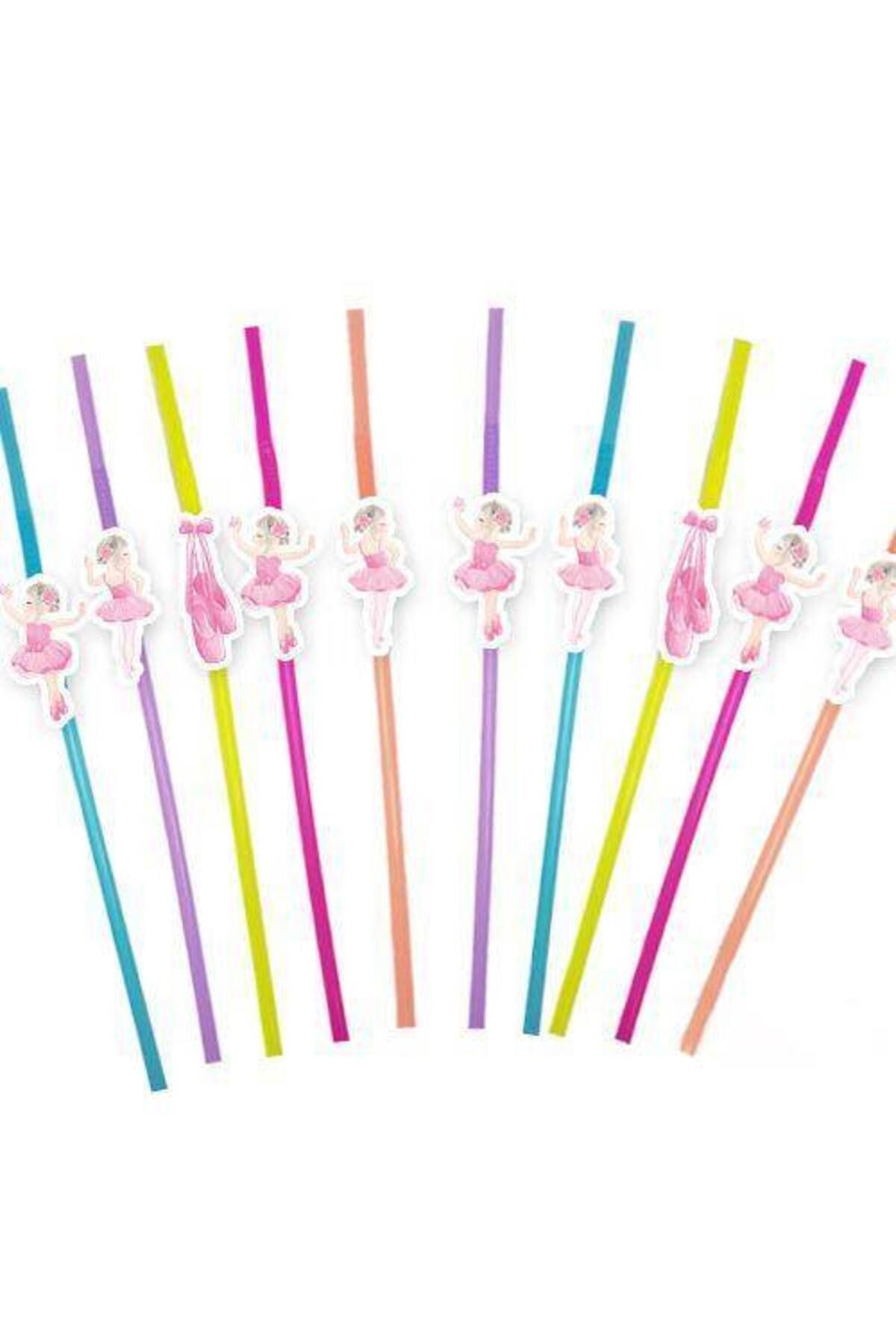 Balerin Temalı Artistik Pipet 10 Adet
