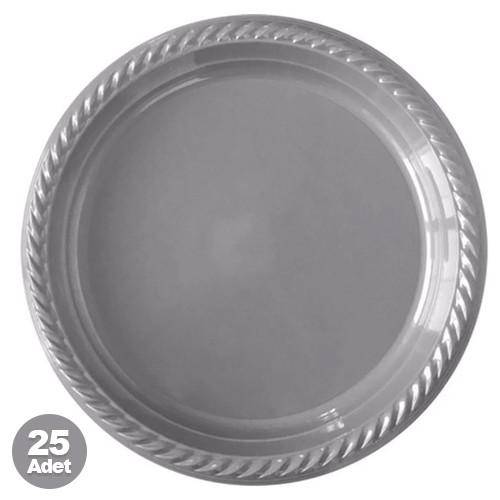 Gümüş 25'li Plastik Tabak 