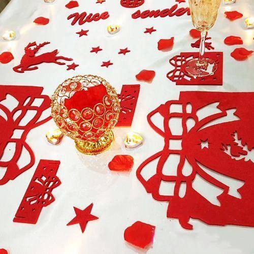 2024 Sevgiliye Sürpriz Yılbaşı Romantik Masa Hazırlama Seti Keçeden