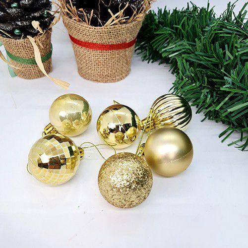 Gold Yılbaşı Top Süs Mat-Parlak-Simli-Aynalı 24 Adet 4 cm