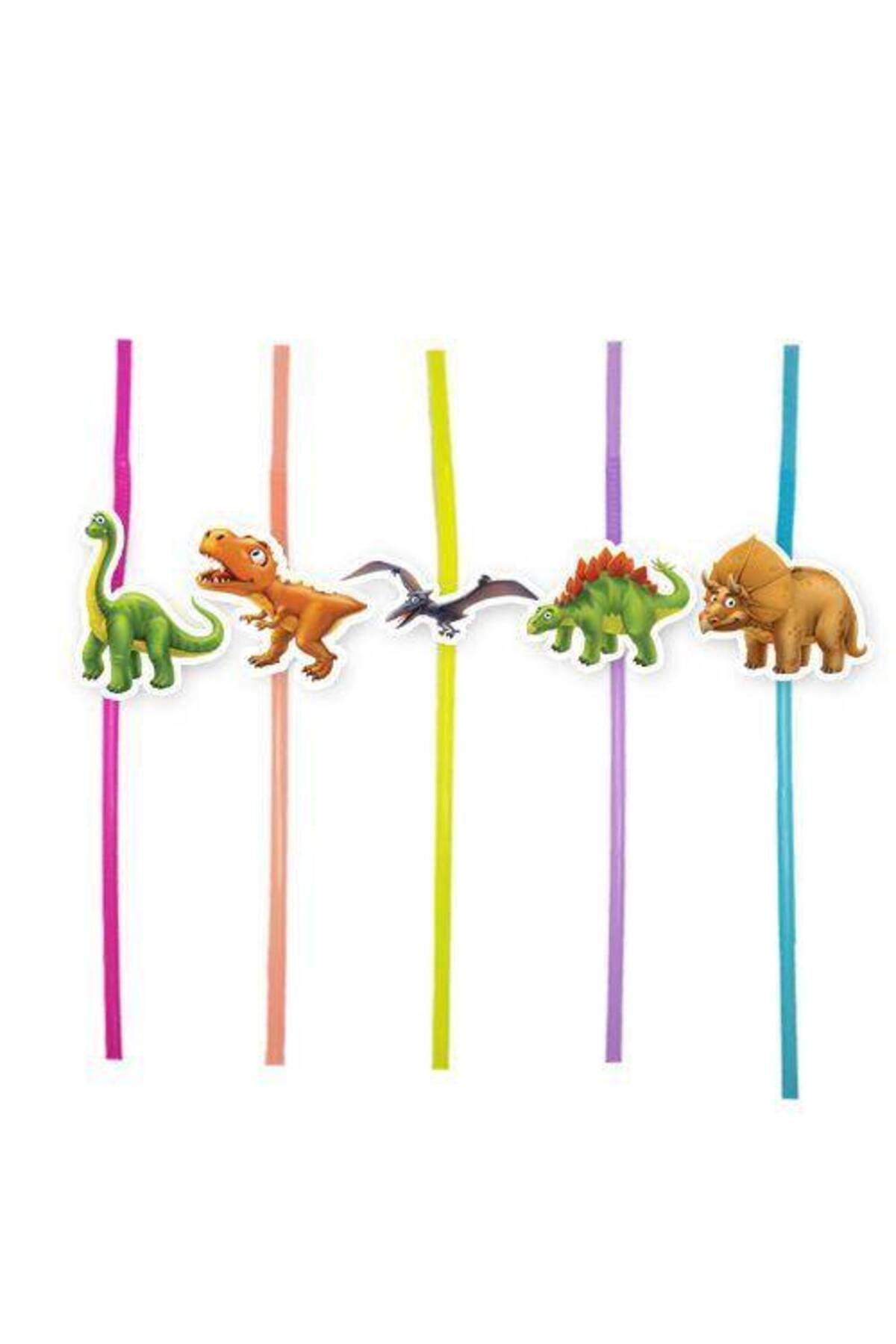 Sevimli Dinozor Artistik Pipet 10 Adet