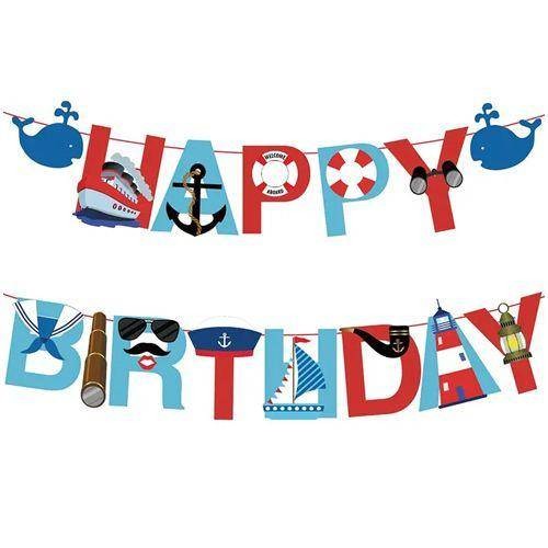 Denizci Temalı Happy Birthday Yazısı 200x18 cm