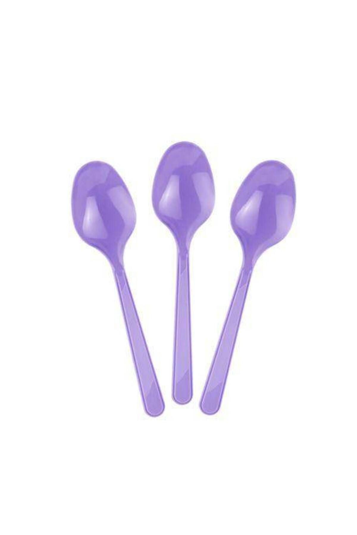 Lila Plastik Kaşık Lüks (25 Adet)
