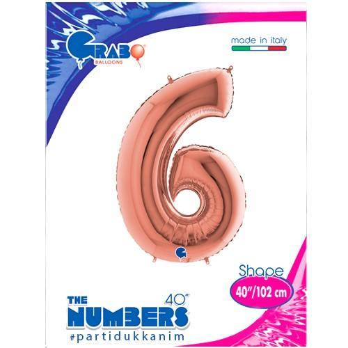 6 Rakam Folyo Balon Rose Gold (100x70 cm)