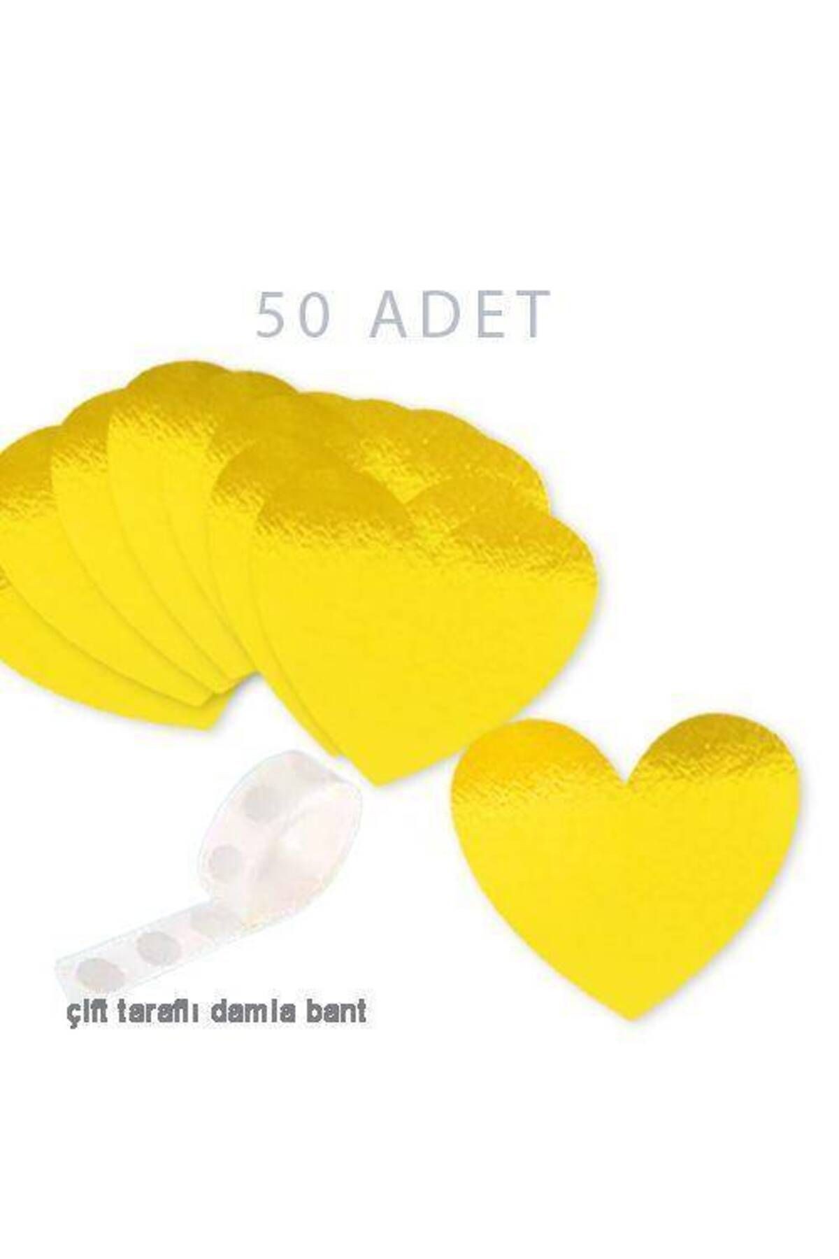 Gold Kalp Dekoratif Amaçlı Süs 50 Adet 8 Cm