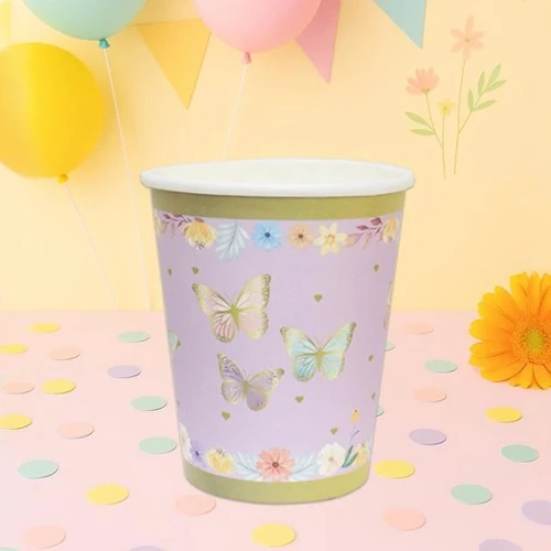 Kelebek Temalı 8'li Karton Bardak