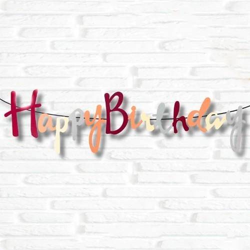 Retro Kaligrafi Happy Birthday Yazı