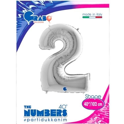 Gümüş 100 cm 2 Rakam Folyo Balon