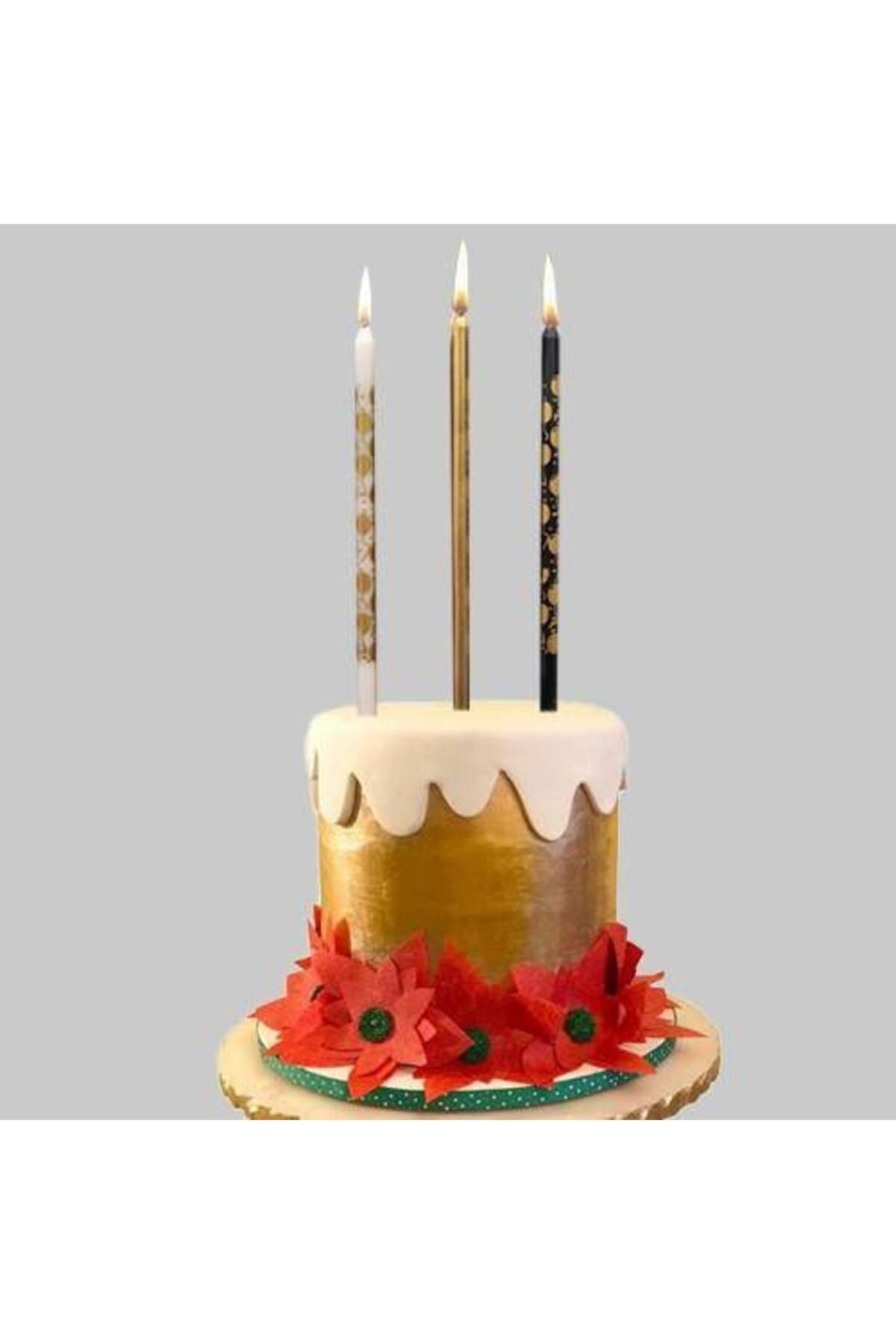 Siyah Beyaz Gold Pasta Mumu Balon Desenli 6 Adet