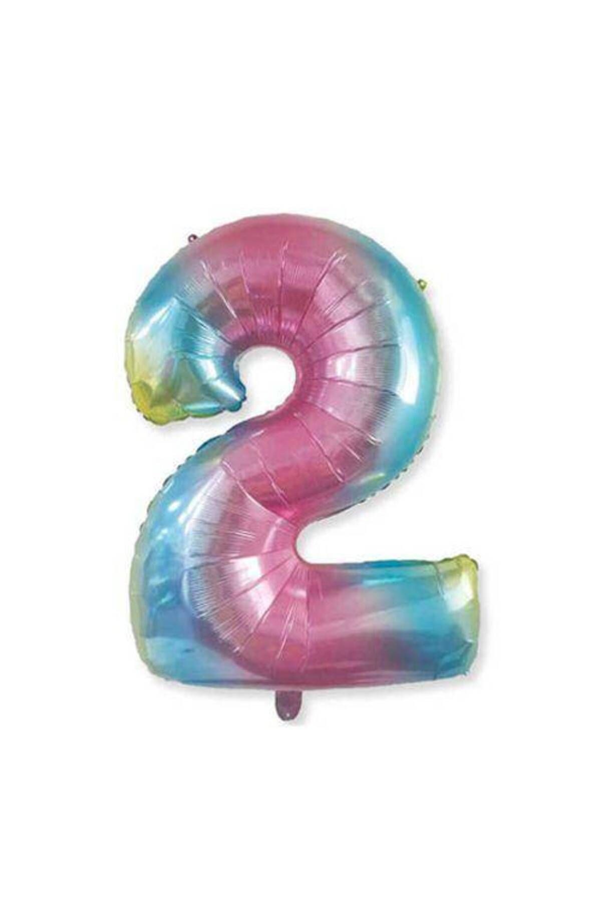 2 Rakam Folyo Balon Rainbow 76x60 cm