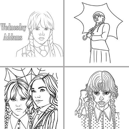 Wednesday Stickerlı 16 Sayfa Boyama Kitabı