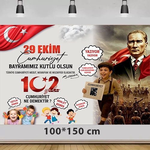 29 Ekim Cumhuriyet Bayramı 102. Yıl Afiş 100*150 cm
