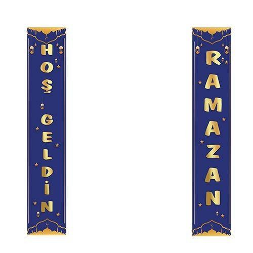 Hoş Geldin Ramazan 2'li Mavi Asma Afiş 30*160 cm