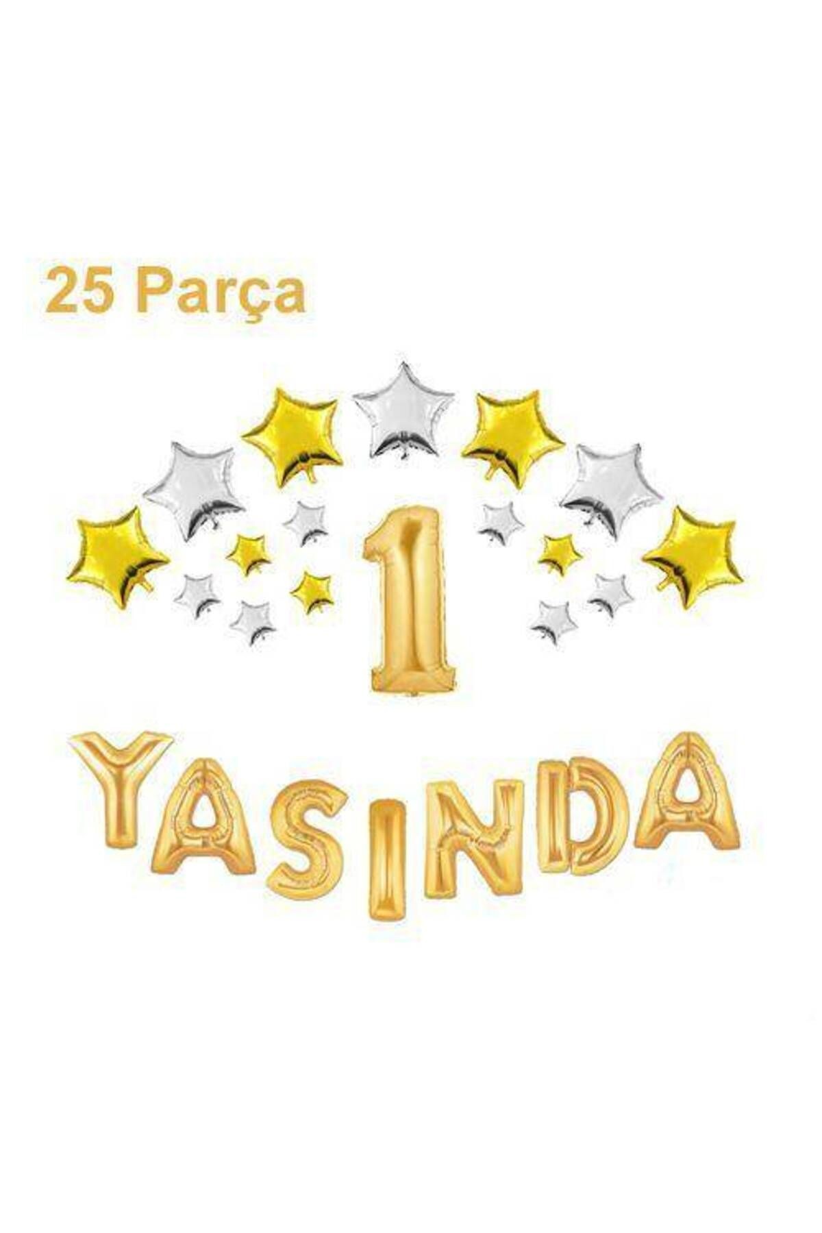 1 Yaşında Folyo Balon Seti Gold (35 Cm)