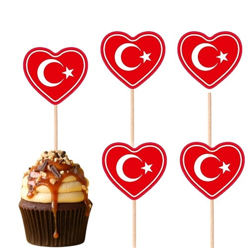 Türk Bayrak Ay Yıldız Kalp Şekilli Kürdan 