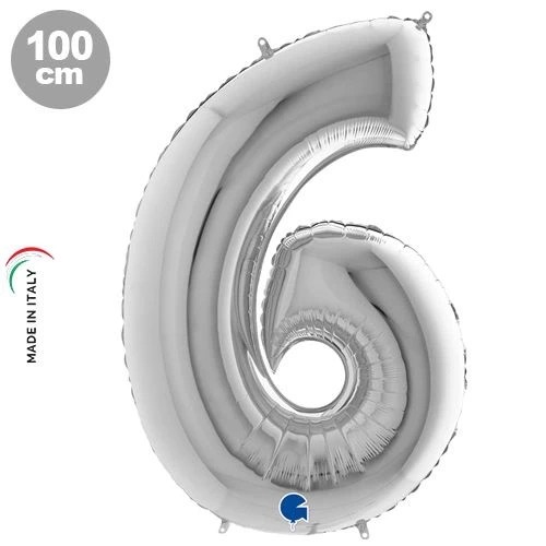  Gümüş 100 cm 6 Rakam Folyo Balon
