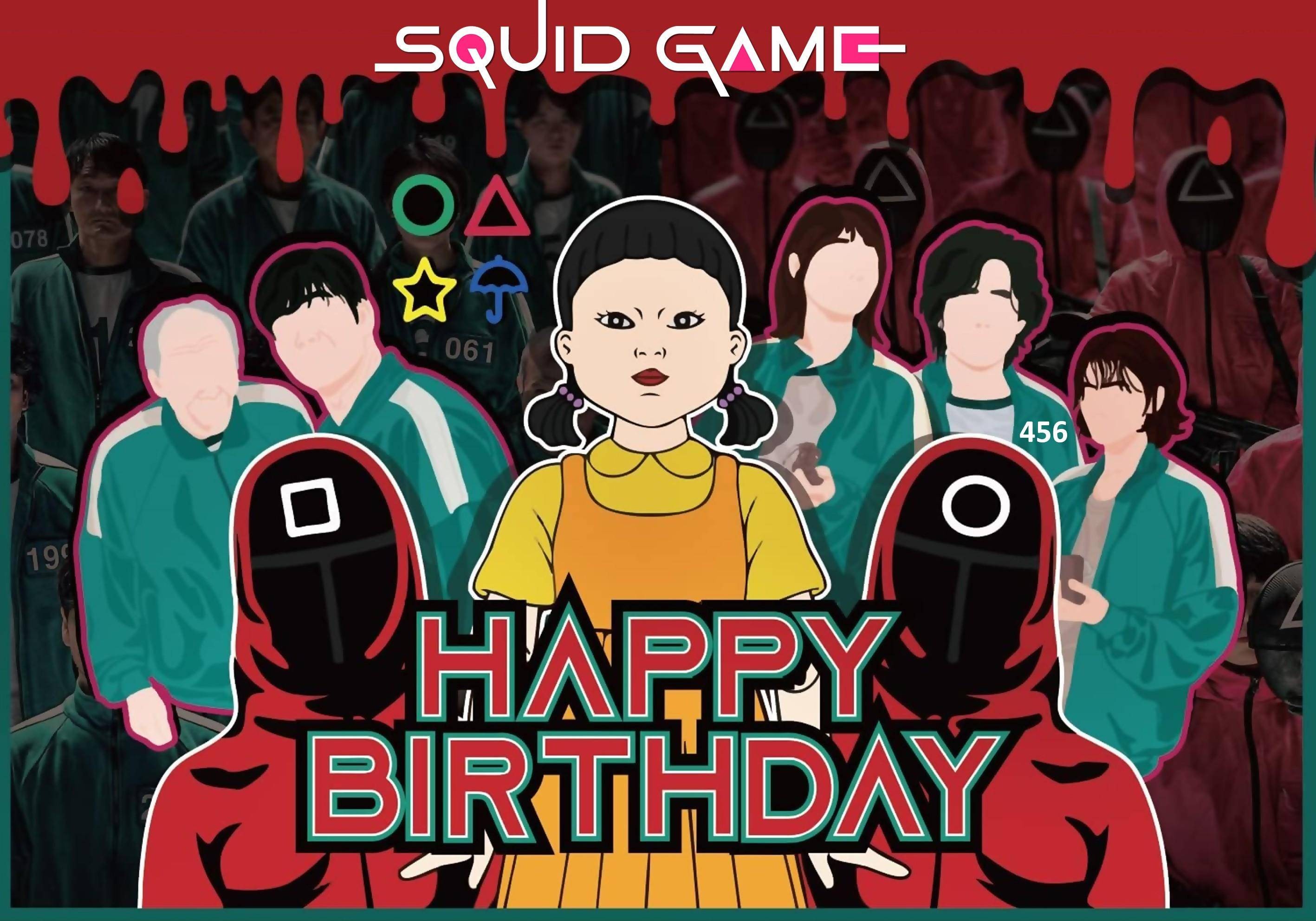 Squid Game Doğum Günü Afişi Fotosuz 70*100 cm