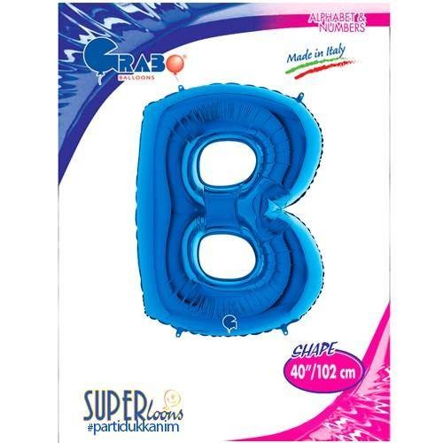 B - Harf Folyo Balon Mavi (100 cm)