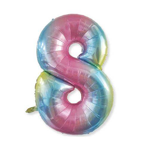 8 Rakam Folyo Balon Rainbow 76x60 cm