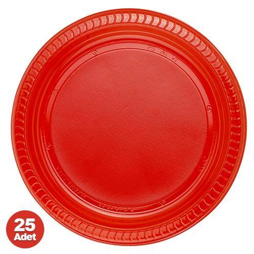 Kırmızı 25'li Plastik Tabak 
