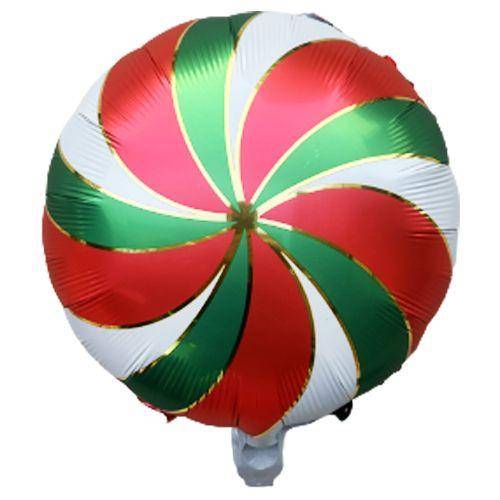 Yeşil Kırmızı Beyaz Lolipop Şeker Folyo Balon 45 cm