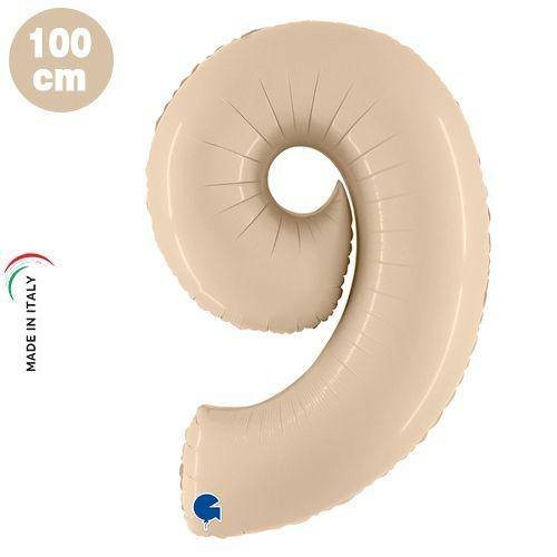 9 Rakam Folyo Balon Satin Krem (100x70 cm)