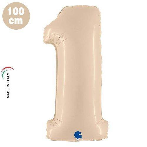 1 Rakam Folyo Balon Satin Krem (100x70 cm)