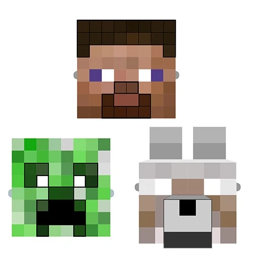 Minecraft Kare Maske Seti 6'lı