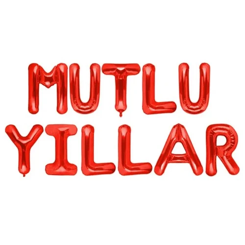 Kırmızı Mutlu Yıllar Folyo Balon Seti