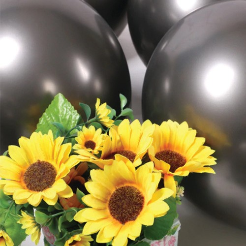 Siyah Krom Balon 5 Adet (30 cm)