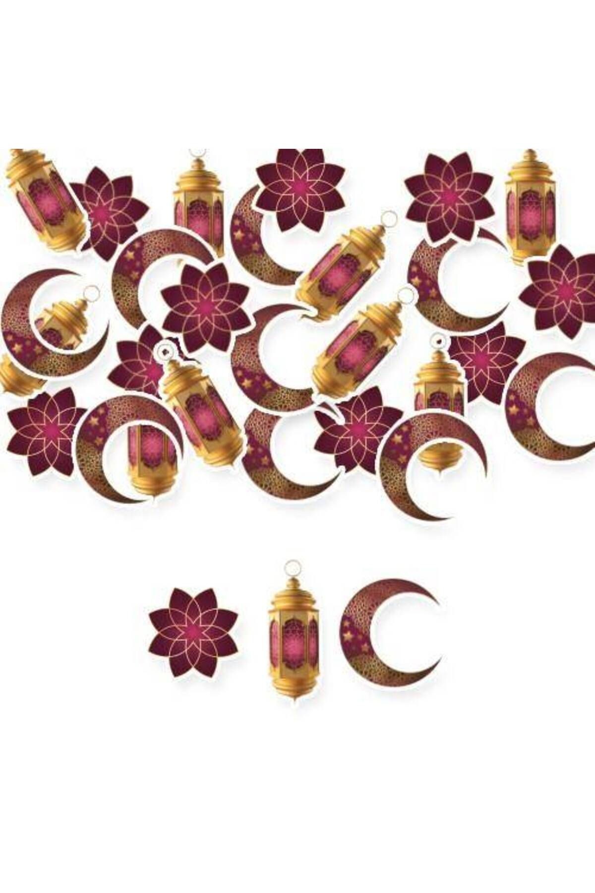 Ramazan Ay Yıldız Kandil Masa Konfetisi Bordo 30 Adet