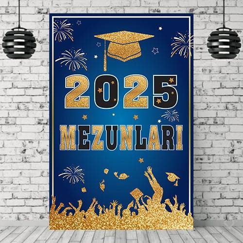 2025 Mezuniyet Hatırası Afişi Mavi 100*150 cm