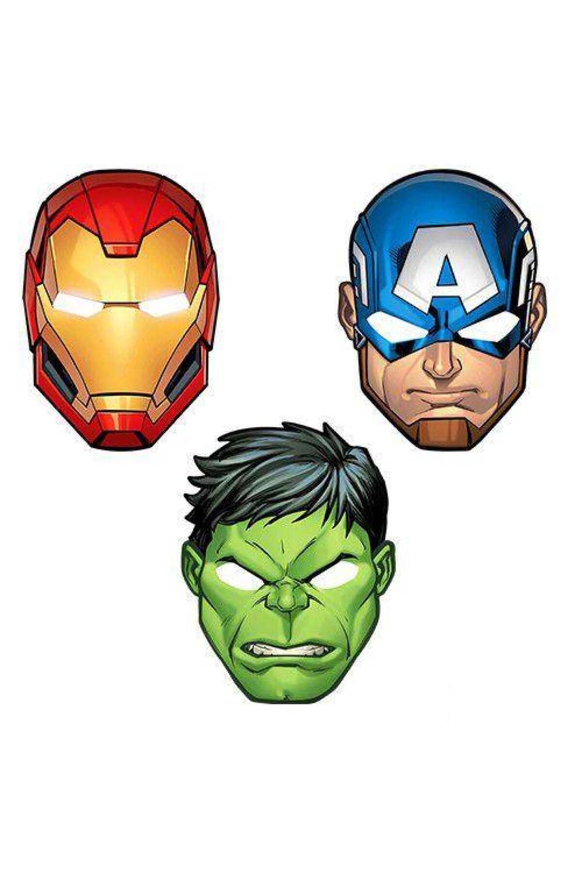 6 Adet Hulk-iron Man Yenilmezler Kağıt Maske