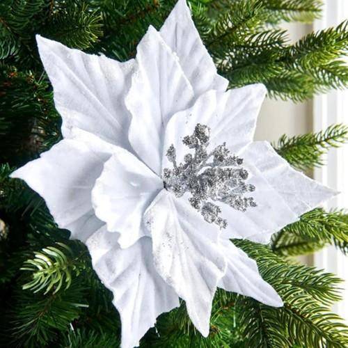 Yılbaşı Ponsetya Yapay Çiçek Beyaz 28 cm 1 Adet