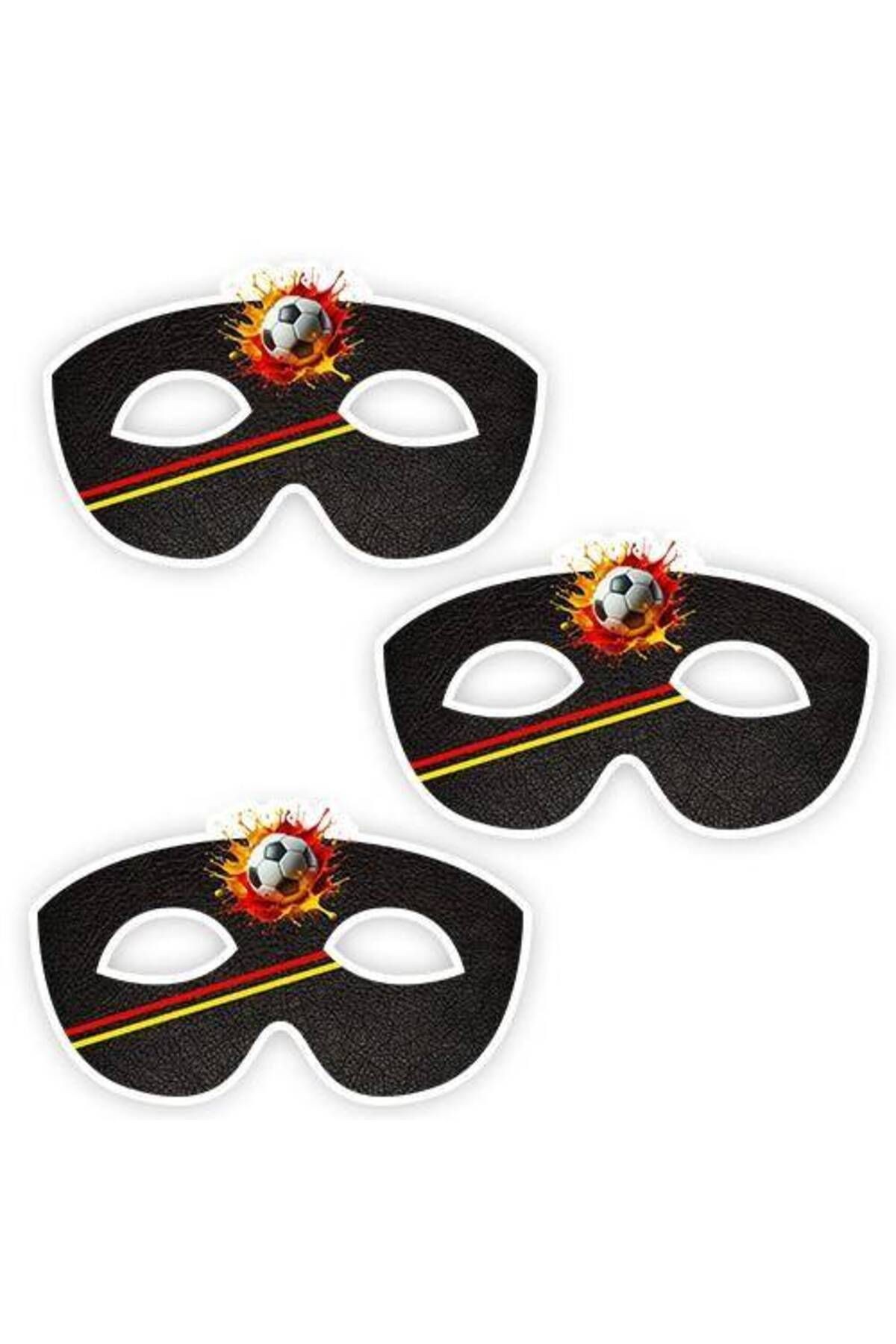 6 Adet Futbol Siyah Kağıt Maske