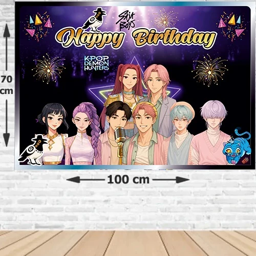 Saja Boys ve K - POP Demon Hunters Doğum Günü Parti Afişi