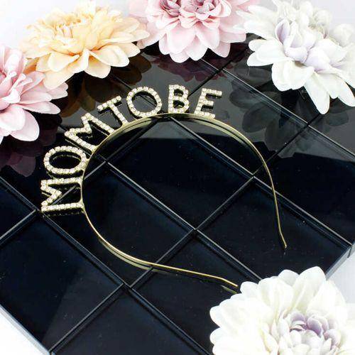 Mom To Be Swarovski Taşlı Gold Taç