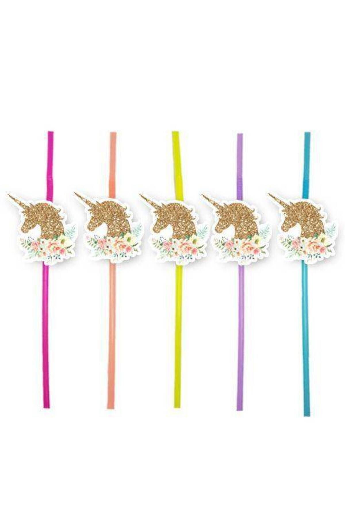 Parıltılı Unicorn Artistik Pipet 10 Adet