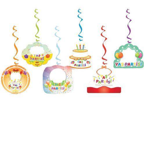 Yaş Partisi Asmalı Tavan Süsü (6 Adet)