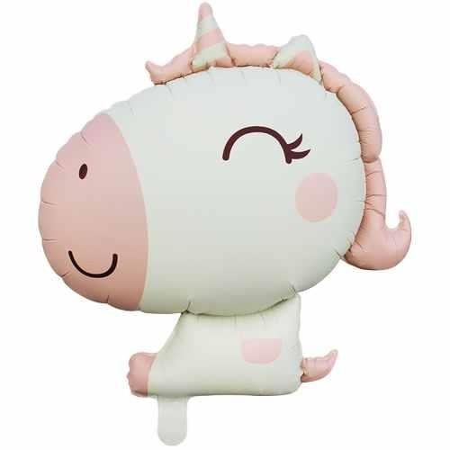 Retro Unicorn Pembe Folyo Balon 51*54 cm