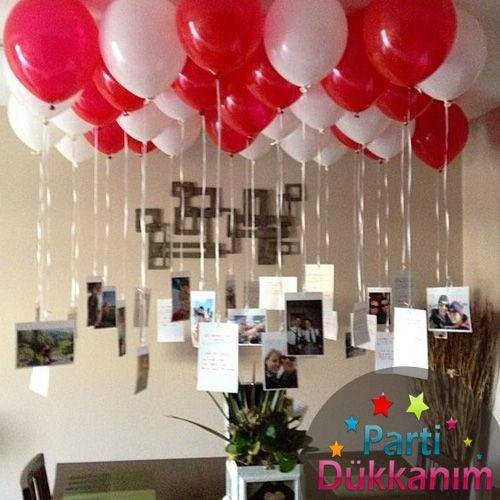 Kırmızı-Beyaz Uçan Balon Demeti 25 Adet MAĞAZADAN