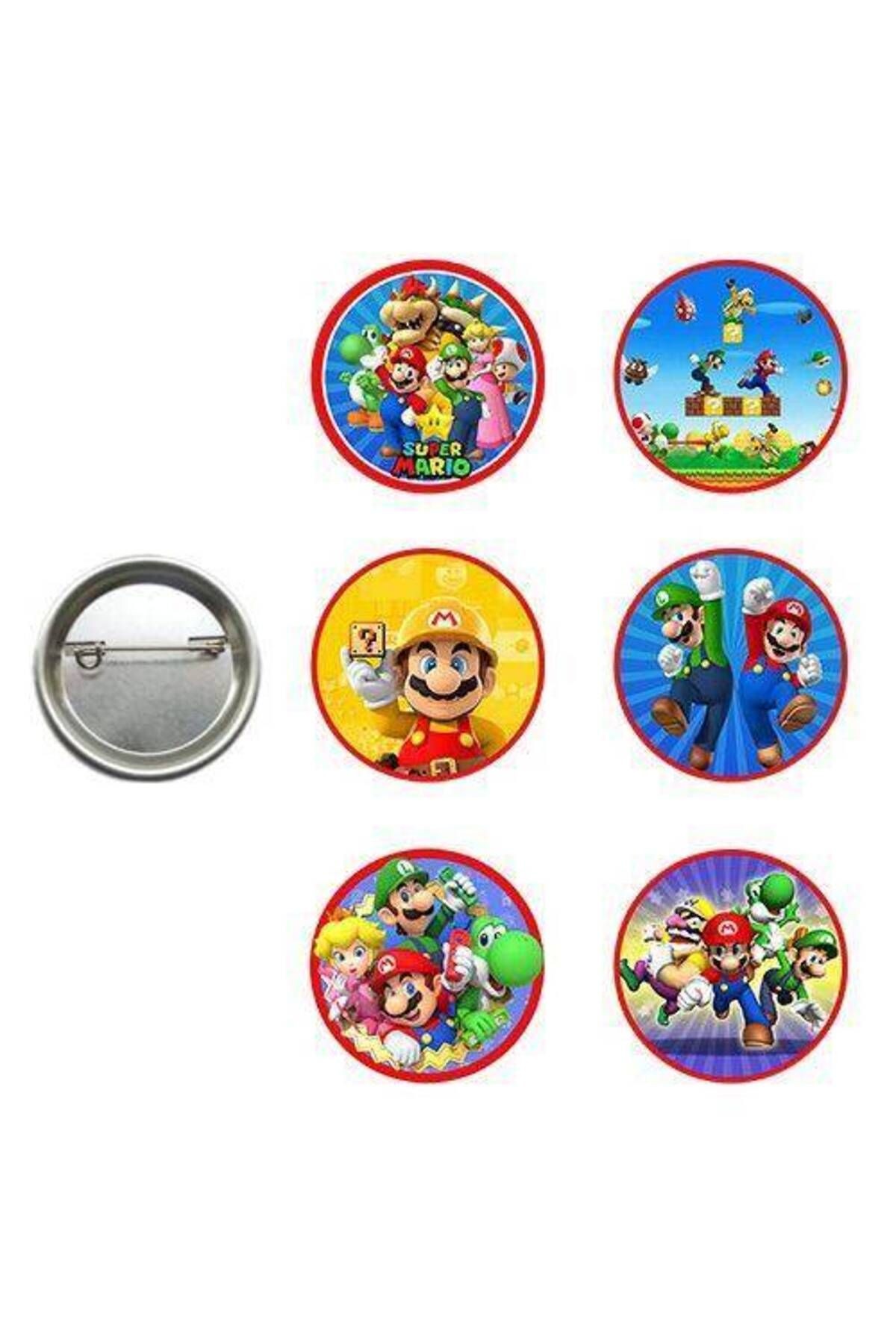Super Mario Hediyelik Parti Rozeti (6 Adet)