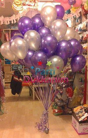 Uçan Balon Sedefli Mor-Gri 50 Adet MAĞAZADAN