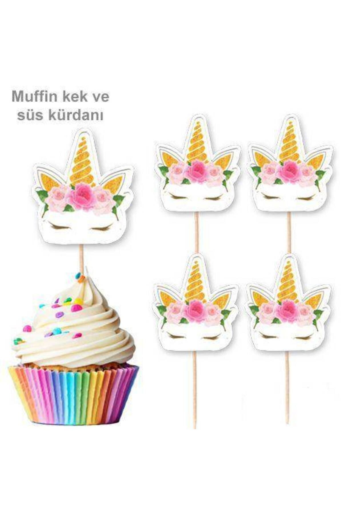 Çiçekli Unicorn Şekilli Kürdan 10 Adet