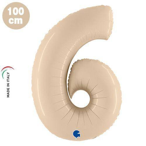 6 Rakam Folyo Balon Satin Krem (100x70 cm)