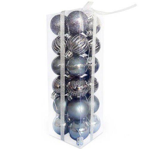 Uzay Gri Yılbaşı Top Süs Mat-Parlak-Simli-Aynalı 24 Adet 4 cm