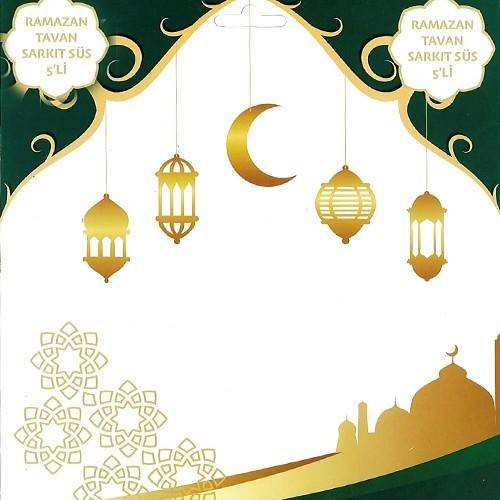 Ramazan Asma Tavan Sarkıt Süs Seti 5'li Gold