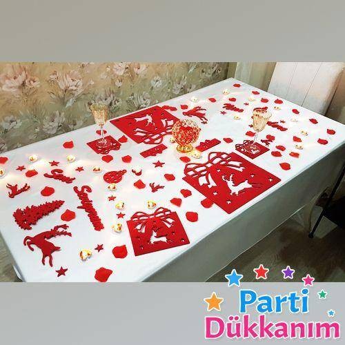 2024 Sevgiliye Sürpriz Yılbaşı Romantik Masa Hazırlama Seti Keçeden