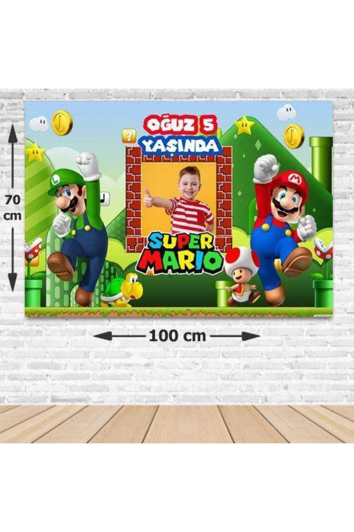 Super Mario Doğum Günü Parti Afişi 70x100 cm